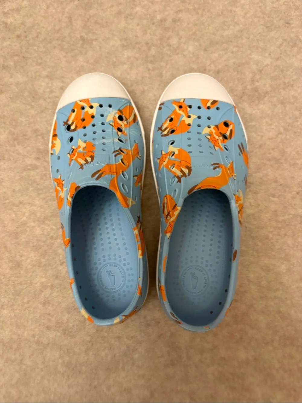 Native Jefferson Blue Orange Fox Slip On Water Comfort Shoes Little Boys Size 12